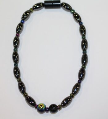 Magnetic Hematite Single Anklet - Dual Center Beads, Rainbow