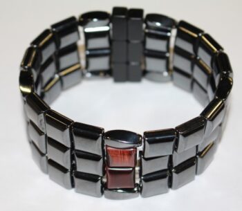 Magnetic Hematite 6 Way Bracelet - Red Tiger Eye Double Center Stone