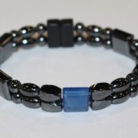 Magnetic Hematite Double Bracelet - Blue Center Stone