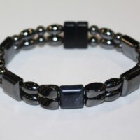 Magnetic Hematite Double Bracelet - Blue Agate Center Stone