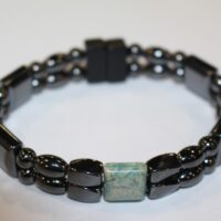 Magnetic Hematite Double Bracelet - Crazy Lace Agate Center Stone