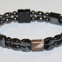 Magnetic Hematite Double Bracelet - Cappuccino Center Stone