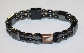 Magnetic Hematite Double Bracelet - Cappuccino Center Stone