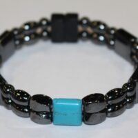 Magnetic Hematite Double Bracelet - Chinese Turquoise Center Stone