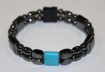 Magnetic Hematite Double Bracelet - Chinese Turquoise Center Stone