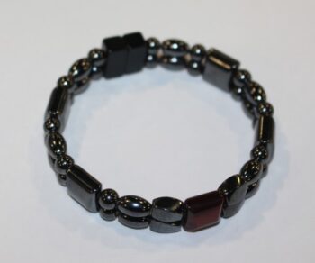 Magnetic Hematite Double Bracelet - Red Tiger Eye Center Stone