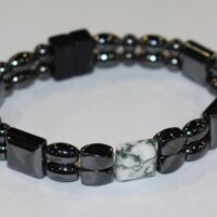 Magnetic Hematite Double Bracelet - Tree Agate Center Stone