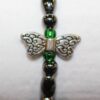 Magnetic Hematite Single Bracelet - Butterfly Center Stone, Single Wings, Green Beads