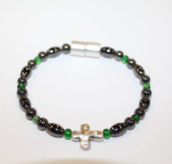 Magnetic Hematite Single Bracelet - Cross Center Stone