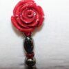 Magnetic Hematite Single Bracelet - Rose Center Stone: Red, Red Beads