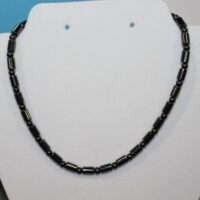 Magnetic Hematite Necklace - Barrel Style, Black Beads