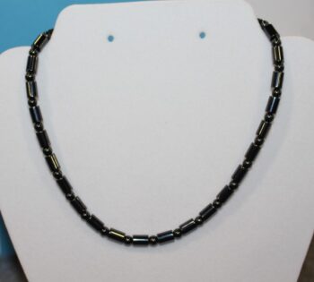 Magnetic Hematite Necklace - Barrel Style, Black Beads