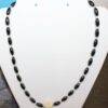 Magnetic Hematite Necklace - White Rose Center Stone, Clear Beads